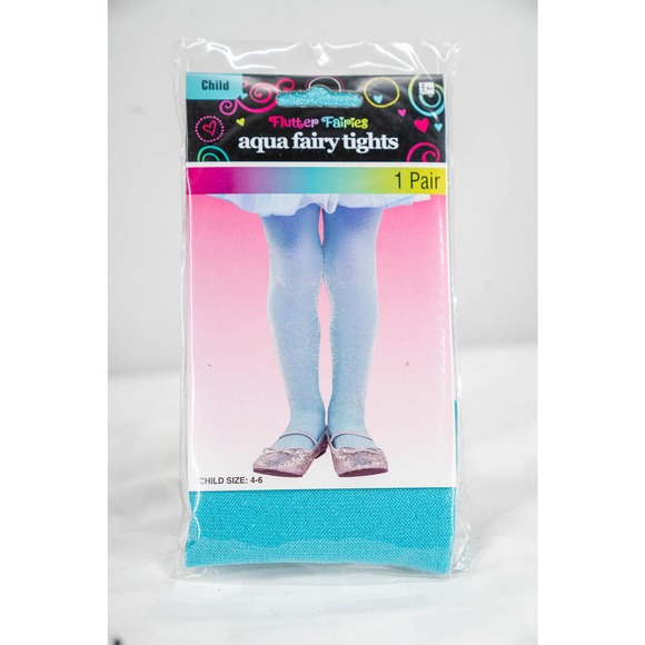 Girl's Aqua Fairy Tights - Picture 2 of 3